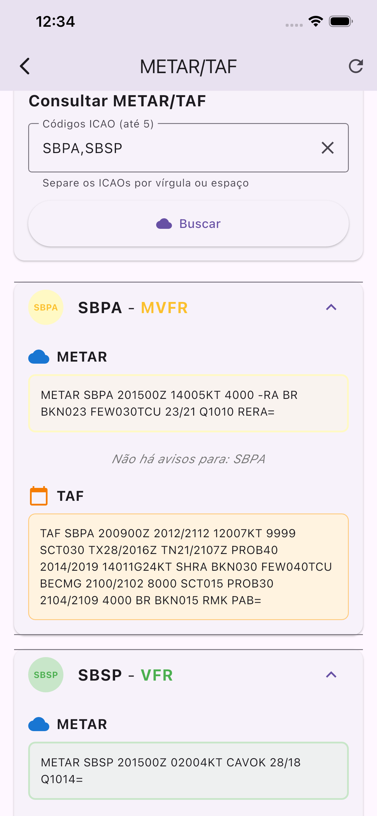 METAR/TAF no AIS BR